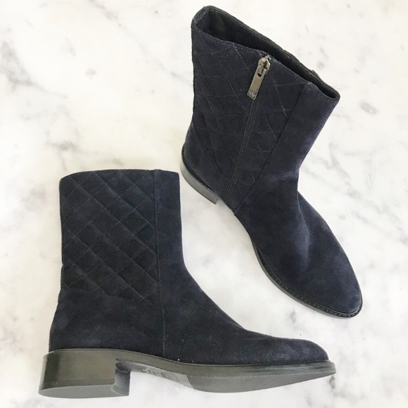 Aquatalia Shoes - Aquatalia NWOB Navy Suede Gail Quilted Booties